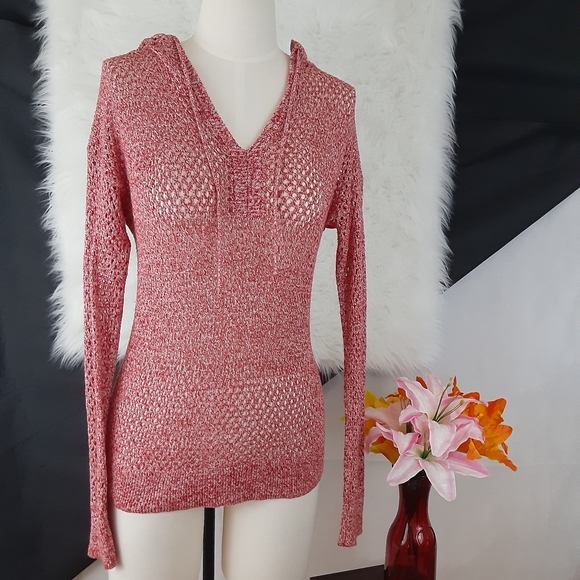 Mossimo Supply Co. Tops - Mossimo  Red and White Mesh Hoodie Size M